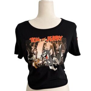 Tom and Jerry Black Graphic T-Shirt